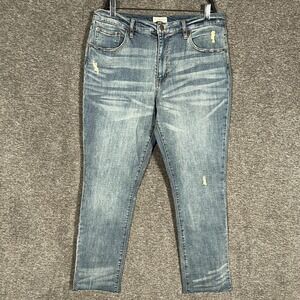 Oliver Logan Jeans Womens 32 Blue Crosby‎ Relax Taper Distressed Stretch Denim